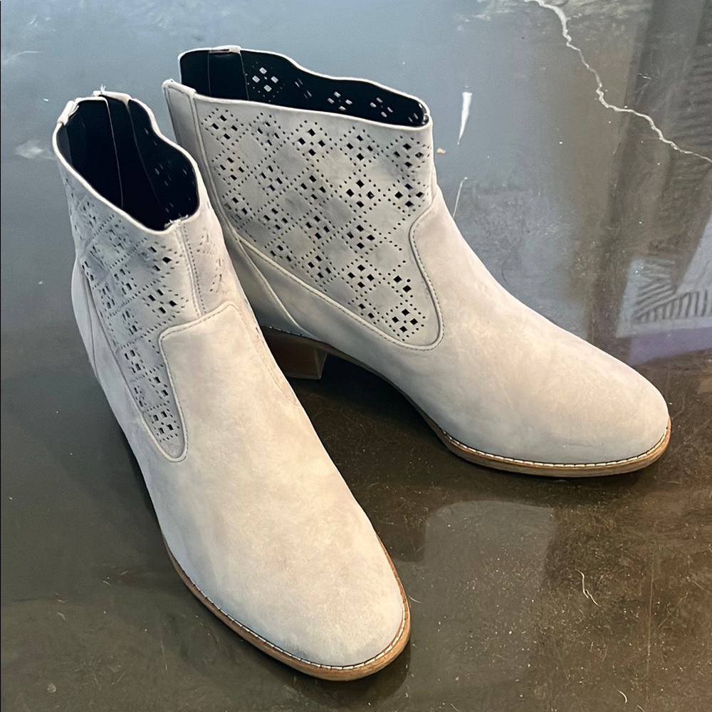 Cole Haan Gray Ankle Booties with Perforated Design